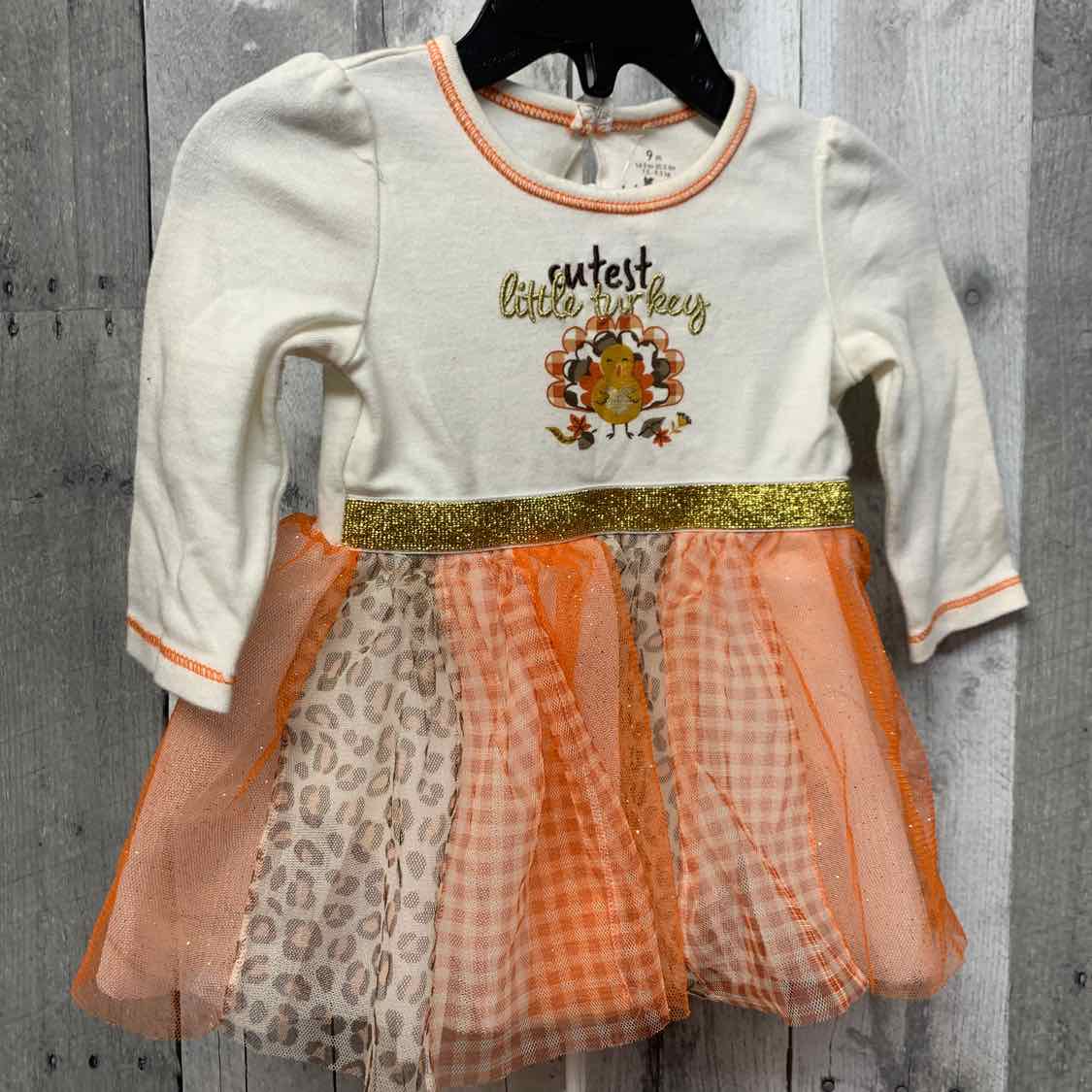 Size 9 Months White/Orange Baby Starters Dress - Knit