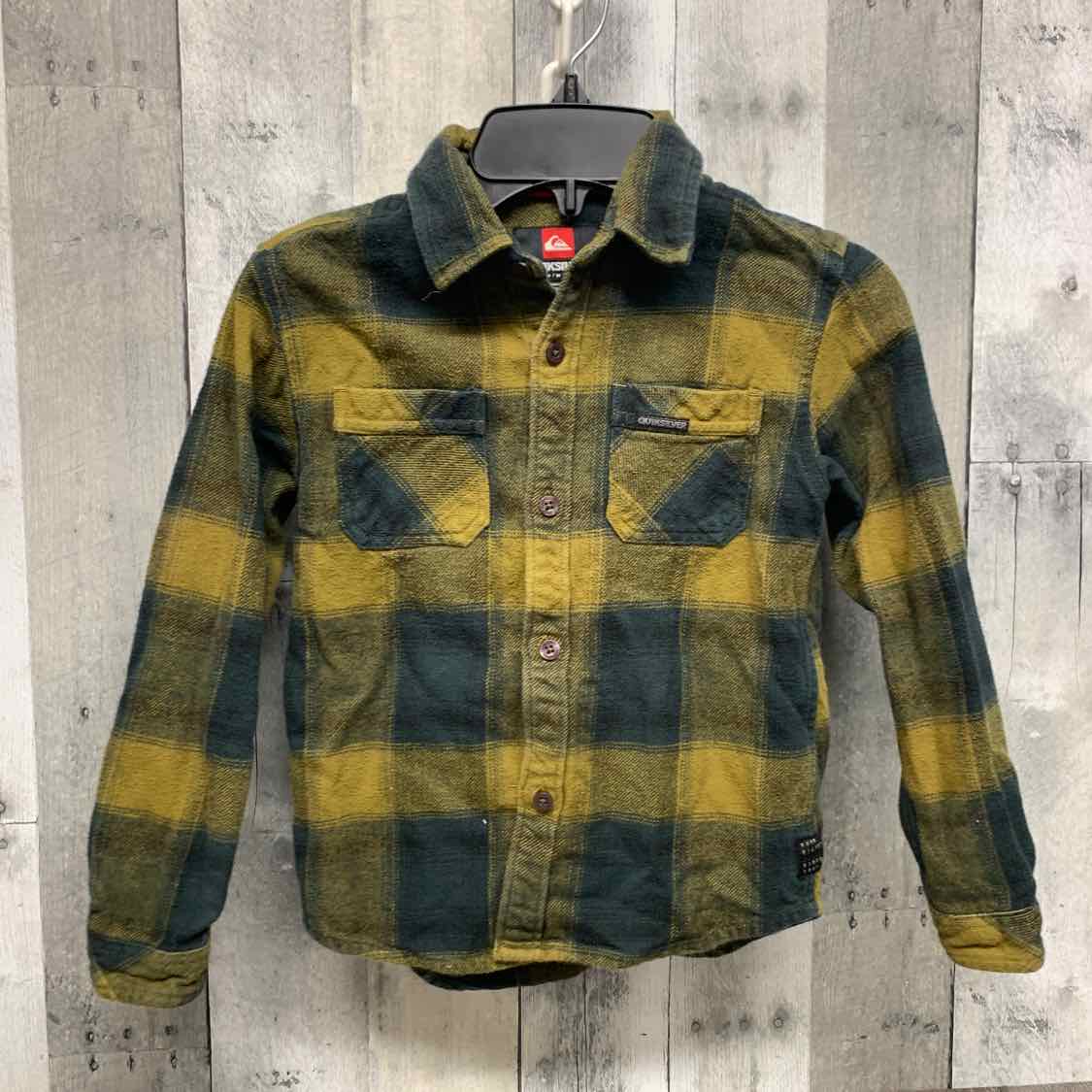 Size 6 Green Plaid Quiksilver LS Button Up