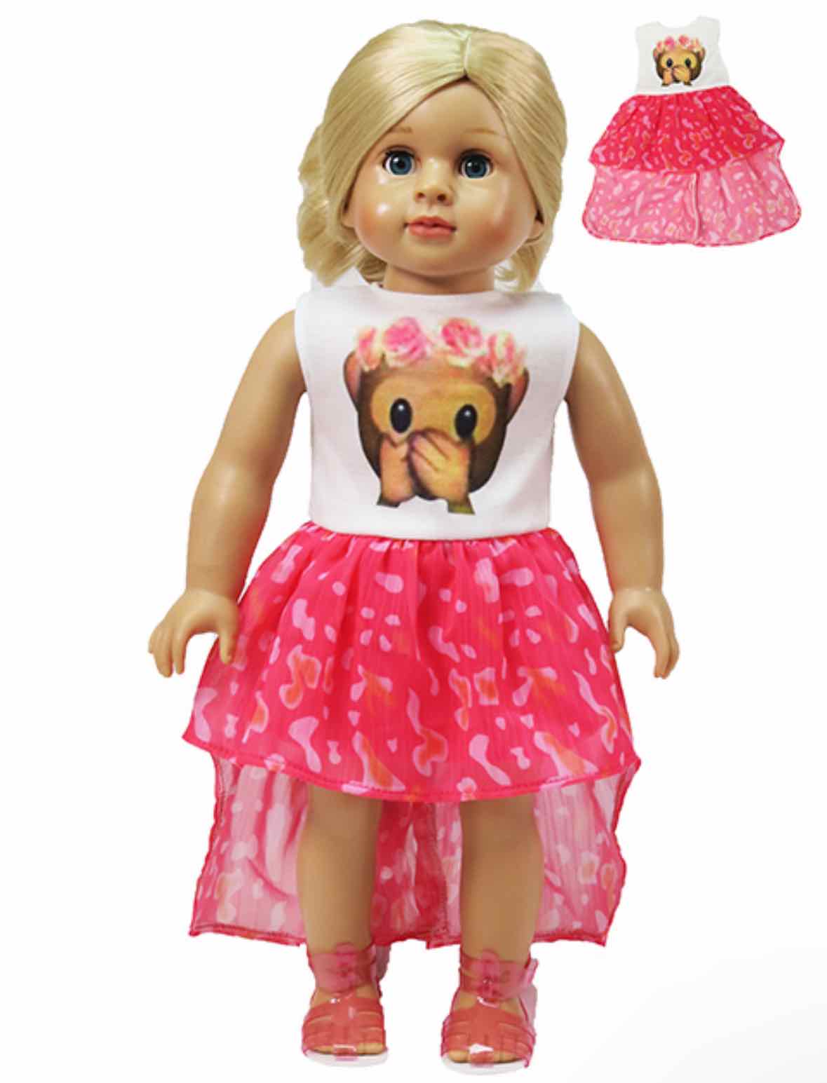 1pc 18" Monkey Emoji Dress - OodlesCB