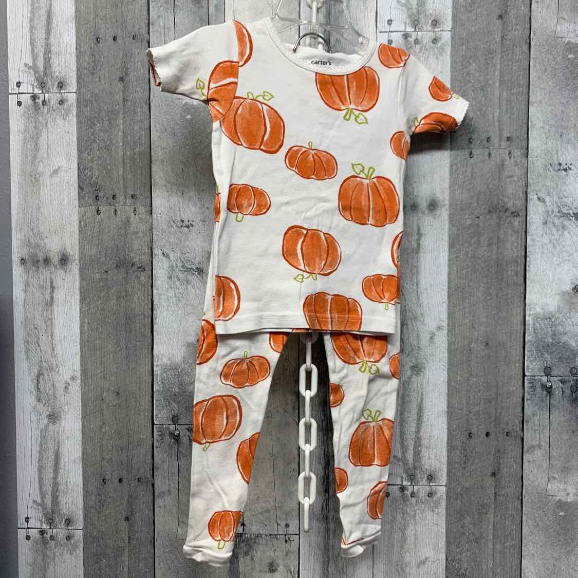 Size 3T White/Orange Carter's 2pc PJs
