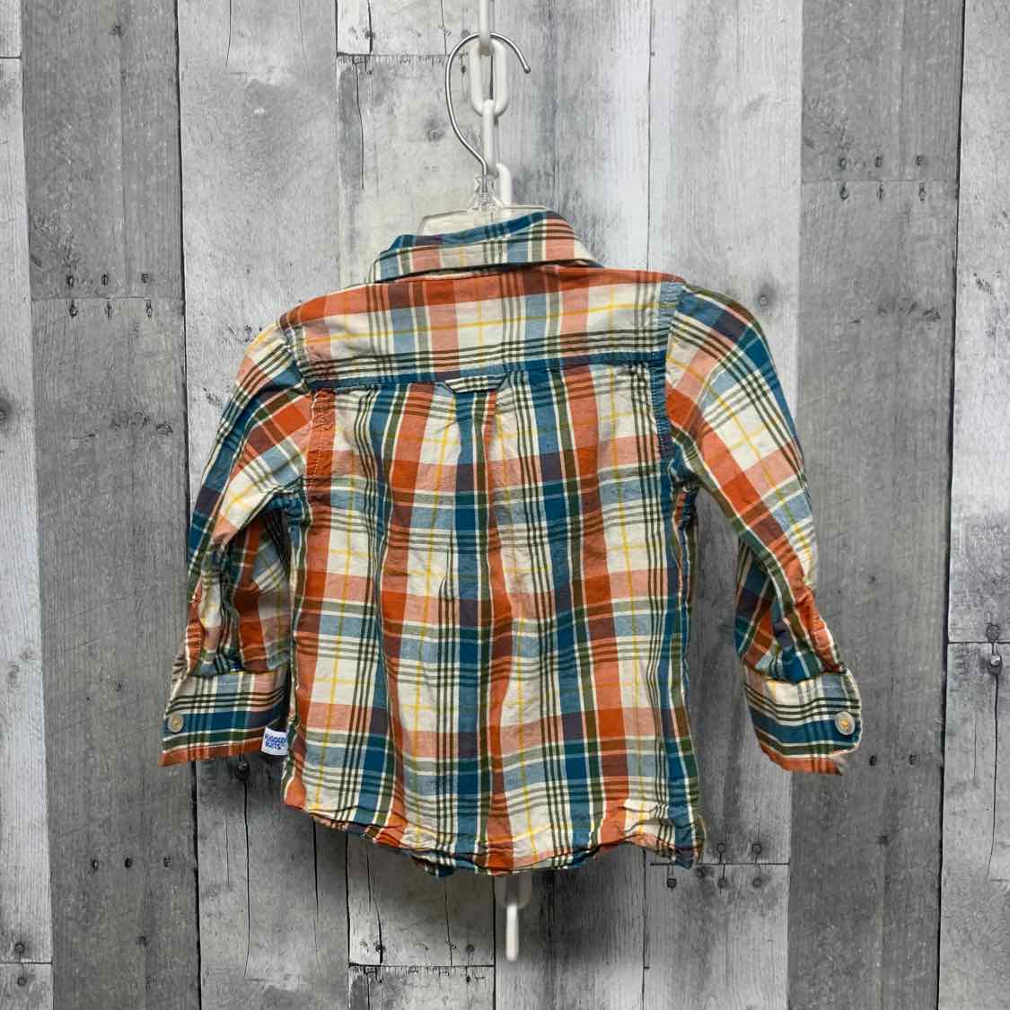 Size 18-24 Months Orange/Tan Mid Brand LS Button Up