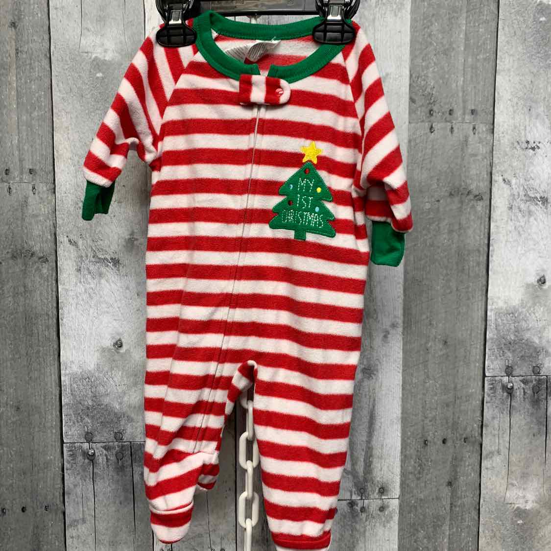 Size 3-6 Months Red/Green B Brand Footy PJs