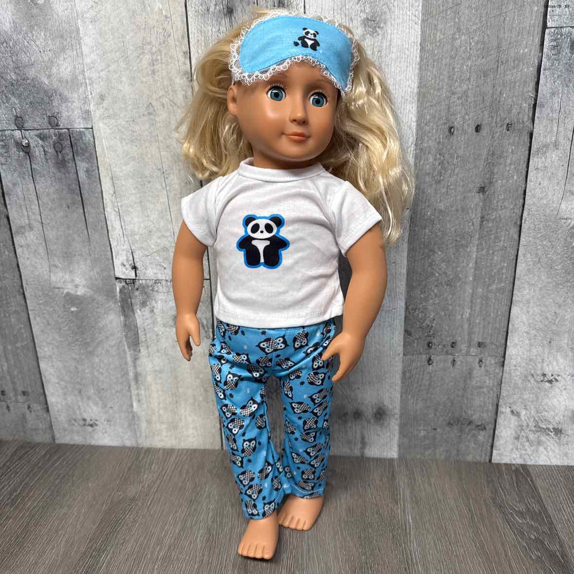 3pc 18" Panda & Owl PJs Top/Pants/Mask