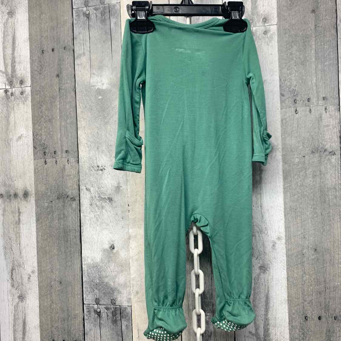 Size 3-6 Months Green Bamboo Footy PJs - OodlesCB