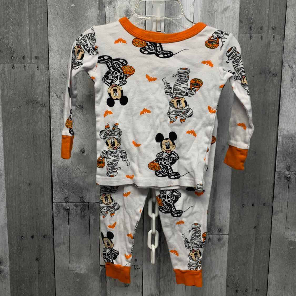 Size 2T White/Orange Disney 2pc PJs
