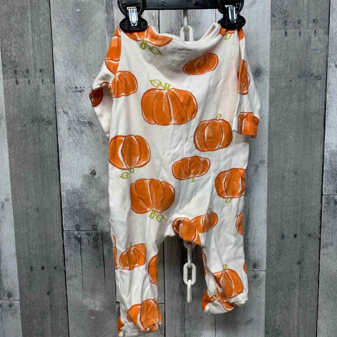 Size 6 Months White/Orange Just One You Footy PJs