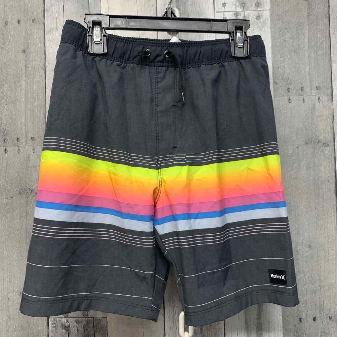 Size 10/12 Gray/Yellow Hurley Swim Trunks