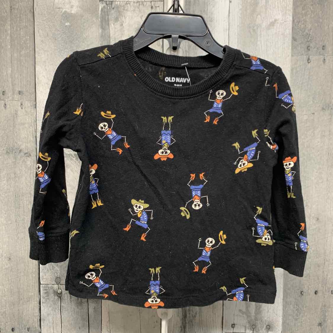 Size 18-24 Months Black Print Old Navy Long Sleeve Shirt
