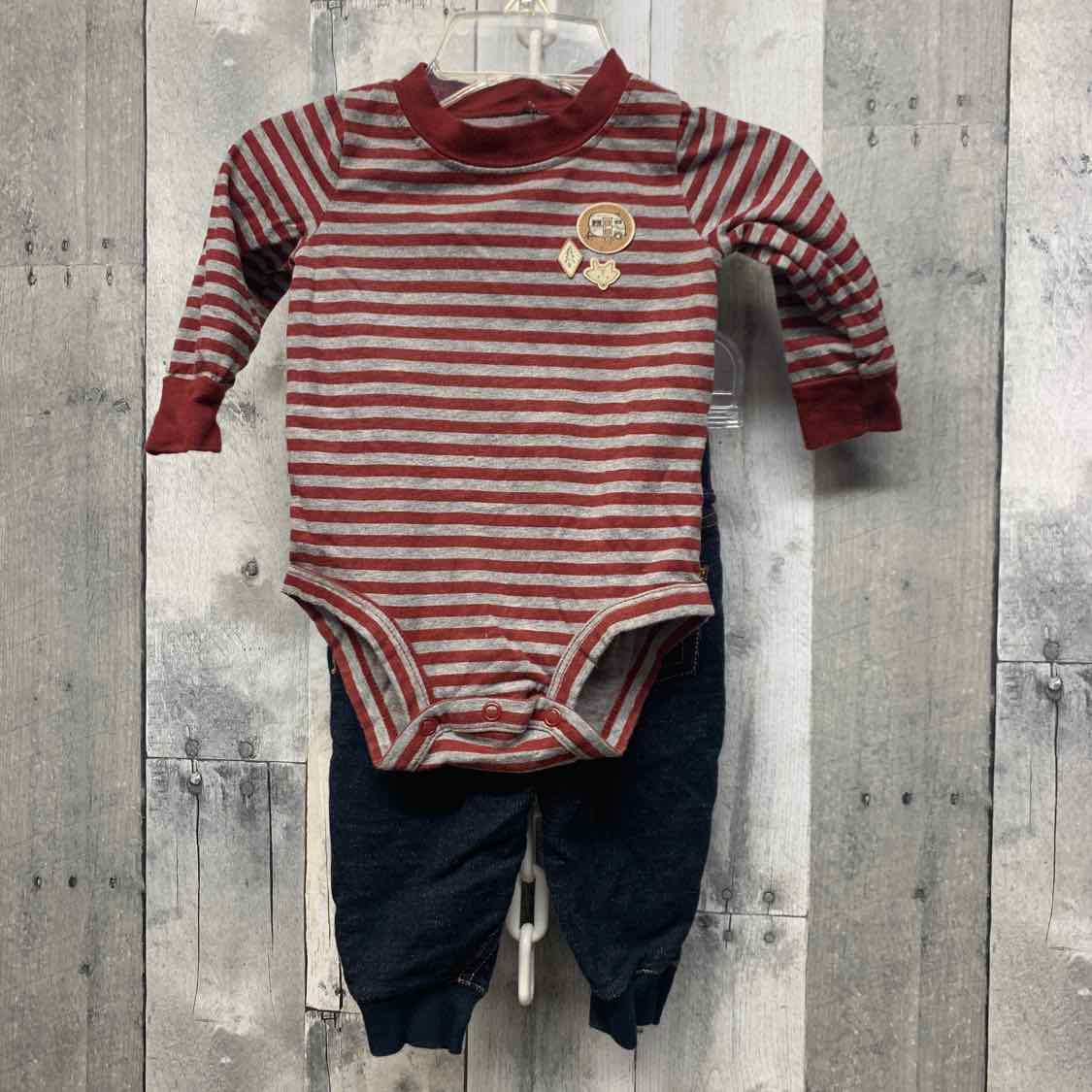Size 6 Months Denim/Red Carter's Shirt/Pants