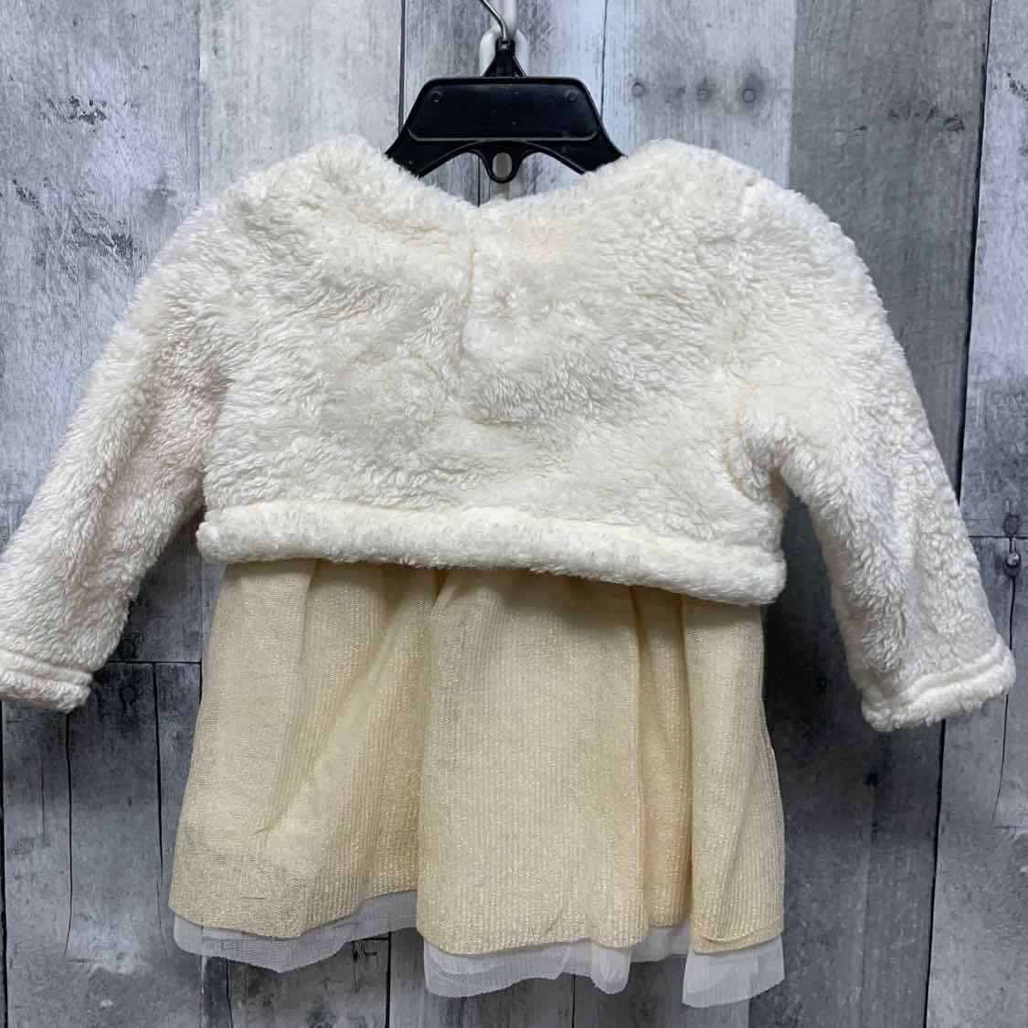 Size 6-9 Months Ivory/Gold Cat & Jack LS Dress