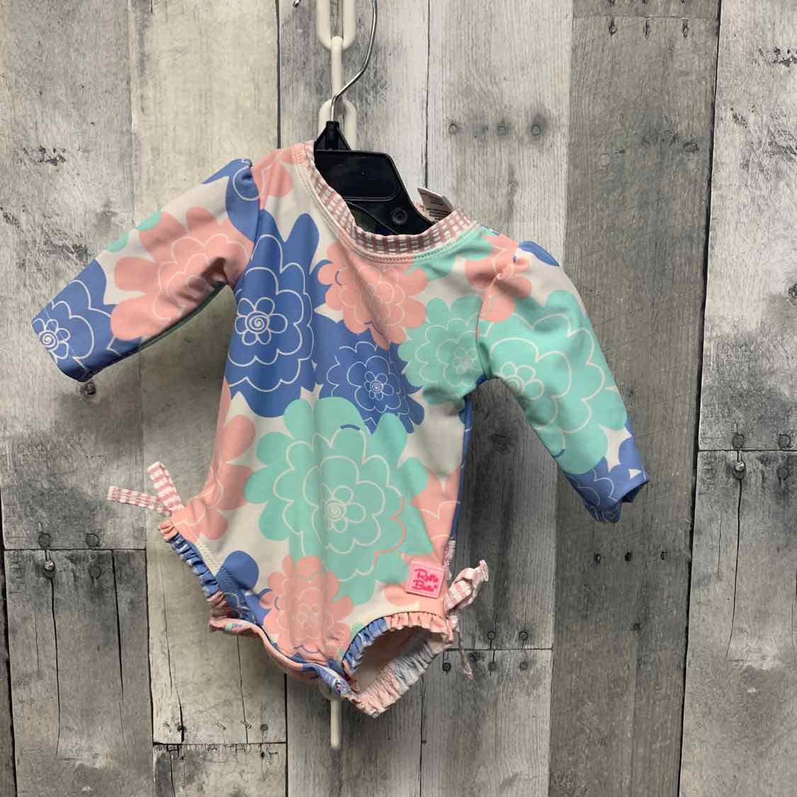 Size 0-3 Months Pink/Blue Ruffle Butts Swim Suit - 1pc