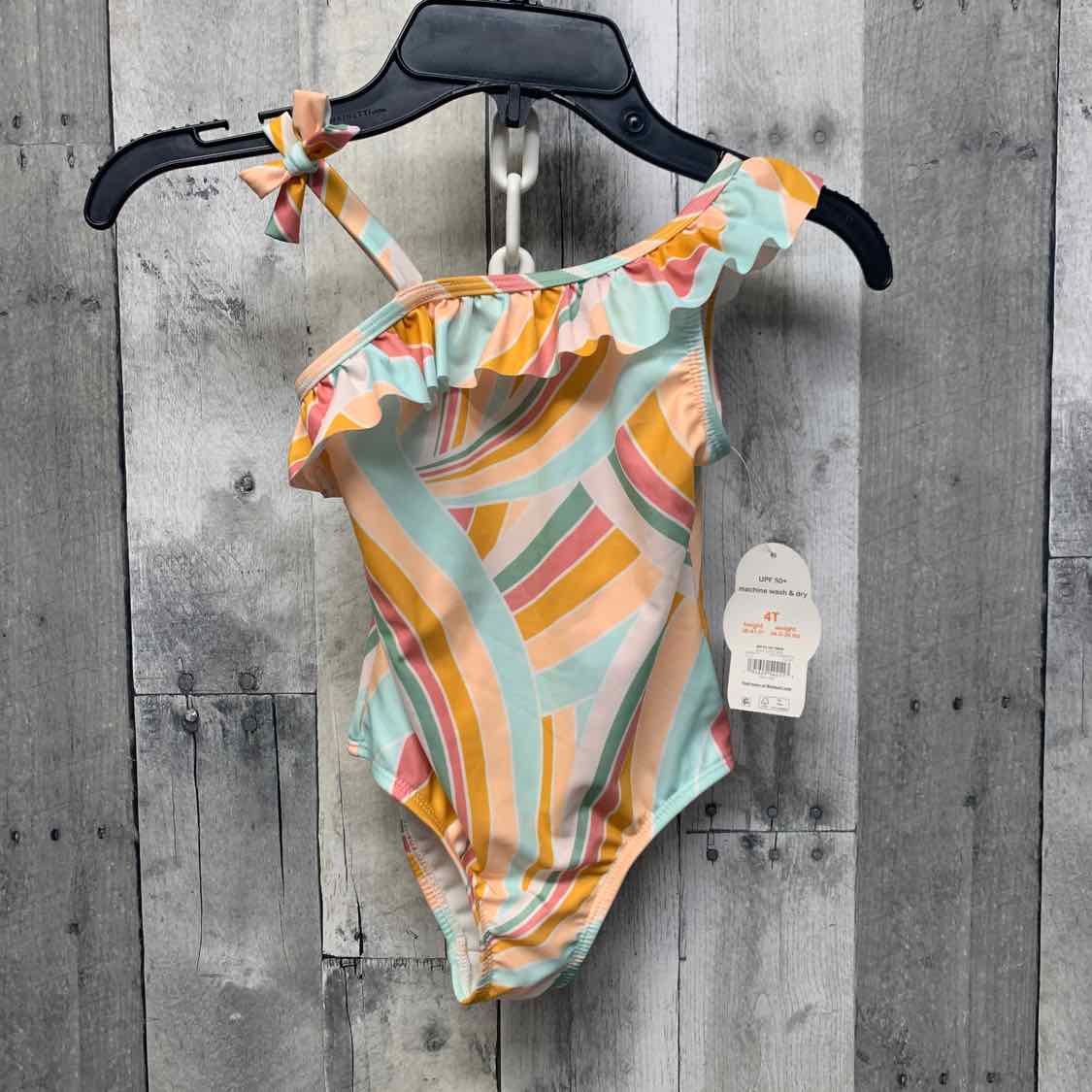 Size 4T Yellow/Teal Wonder Nation Swim Suit - 1pc