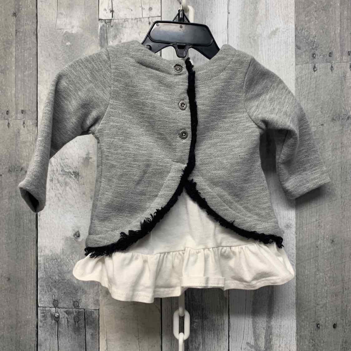 Size 3-6 Months Gray/Black Calvin Klein LS Dress