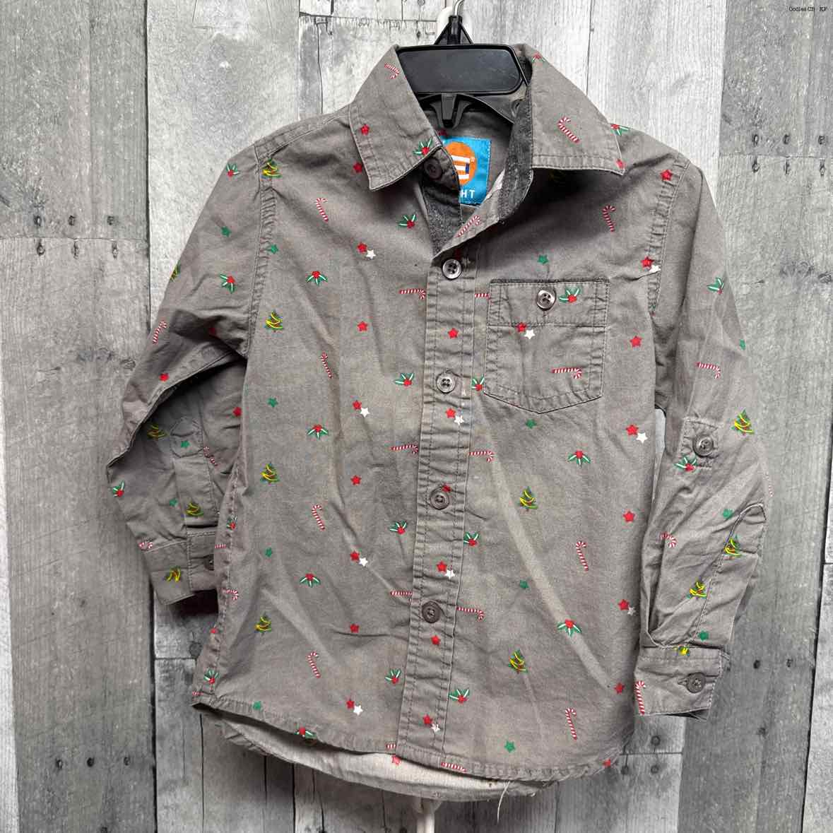 Size 2T Gray Print B Brand LS Button Up