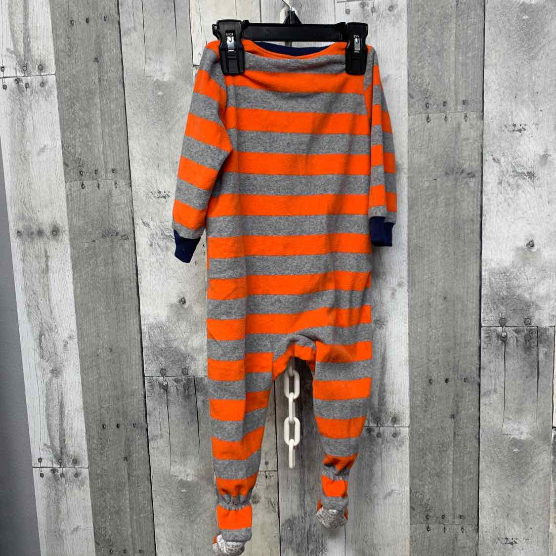 Size 12 Months Orange Striped Simple Joys Footy PJs