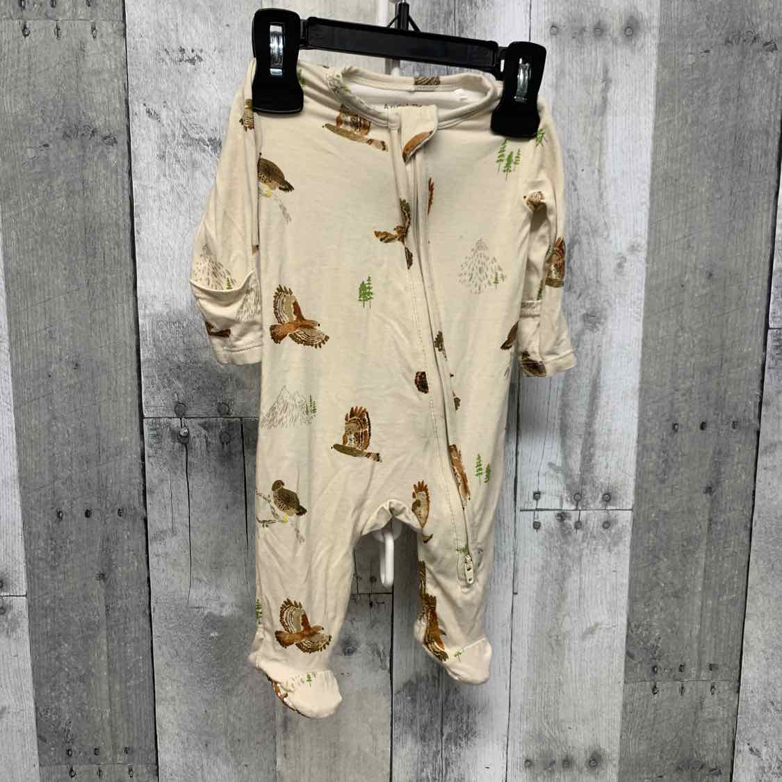 Size Newborn Tan Print Bamboo Footy PJs