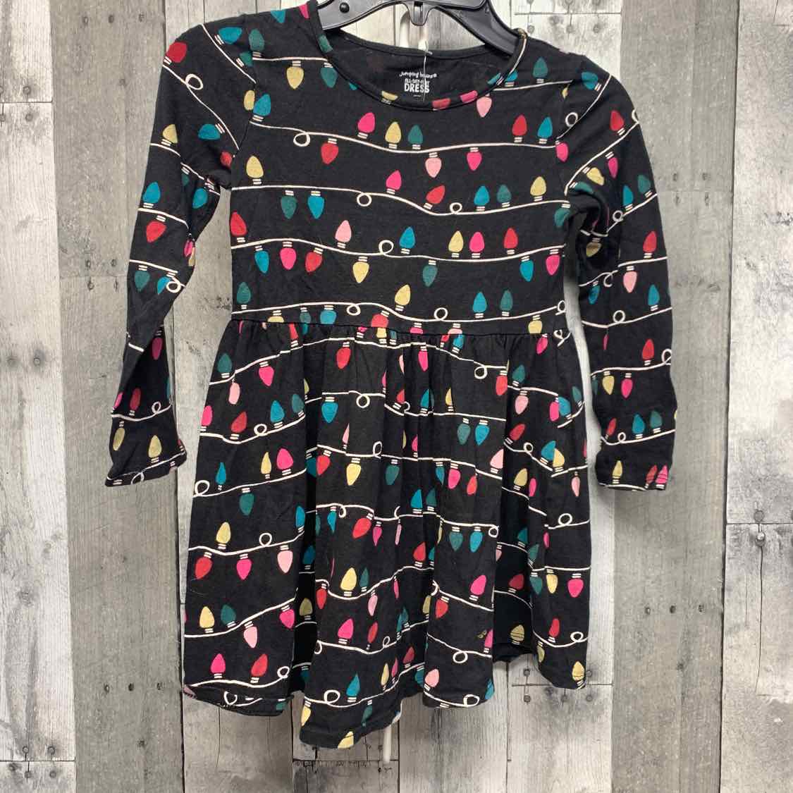 Size 5 Black Graphic Jumping Beans LS Dress
