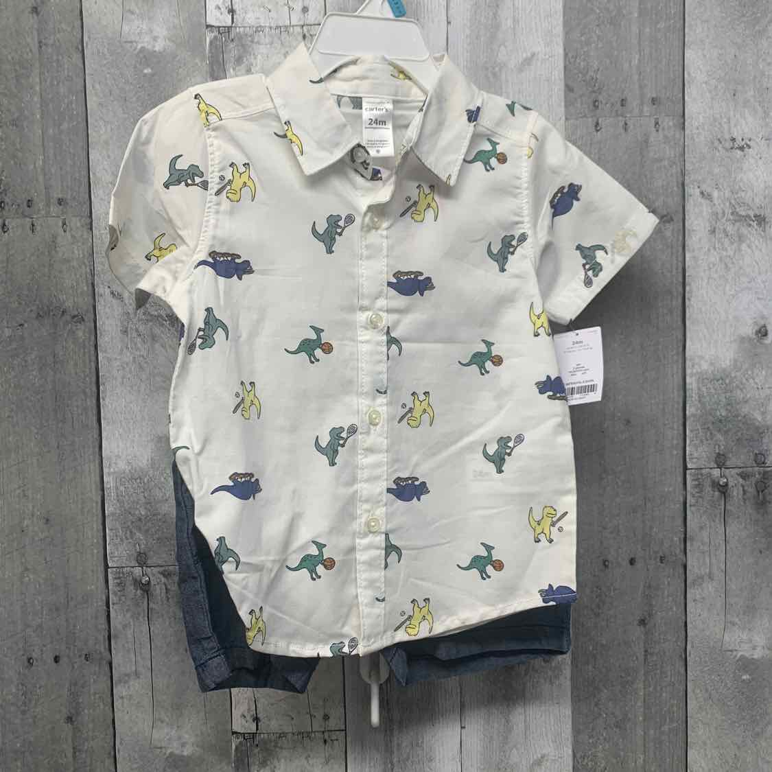 Size 24 Months White/Denim Carter's Shirt/Shorts