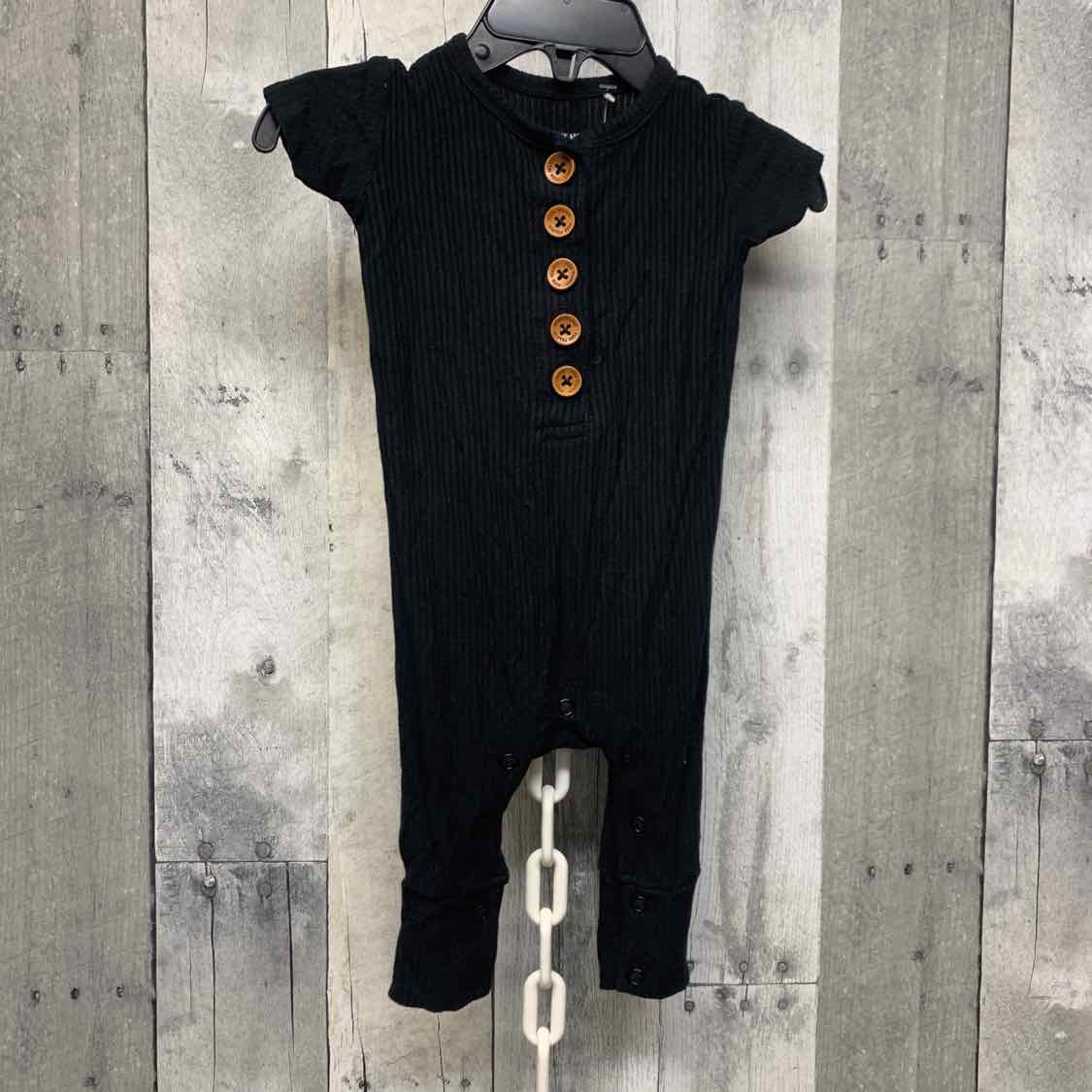 Size 0-3 Months Black Posh Peanut Romper - OodlesCB