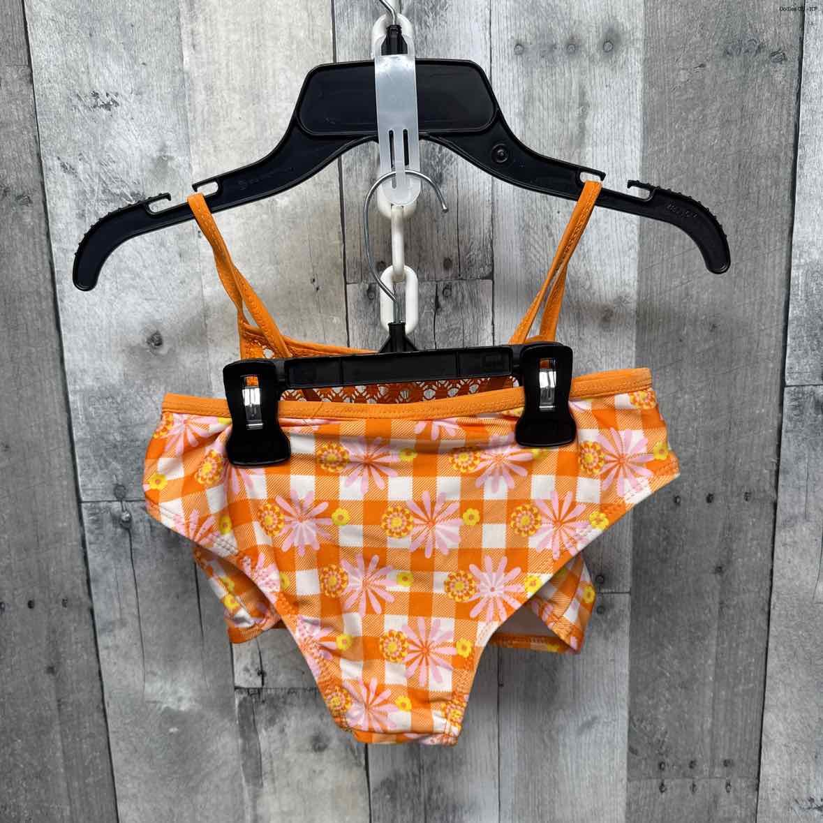 Size 10/12 Orange Print Mid Brand Swim Suit - 2pc+