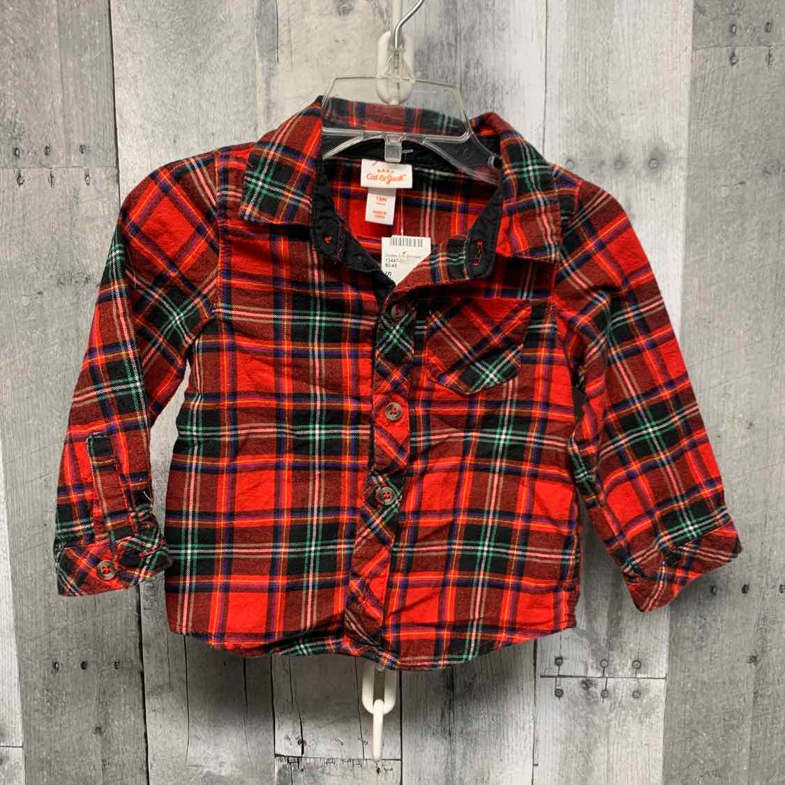 Size 18 Months Red Plaid Cat & Jack LS Button Up