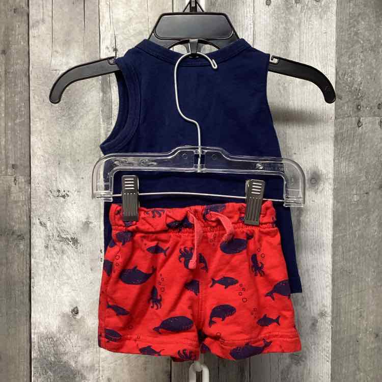 Size 0-3 Months Navy/Red Child of Mine Shirt/Shorts