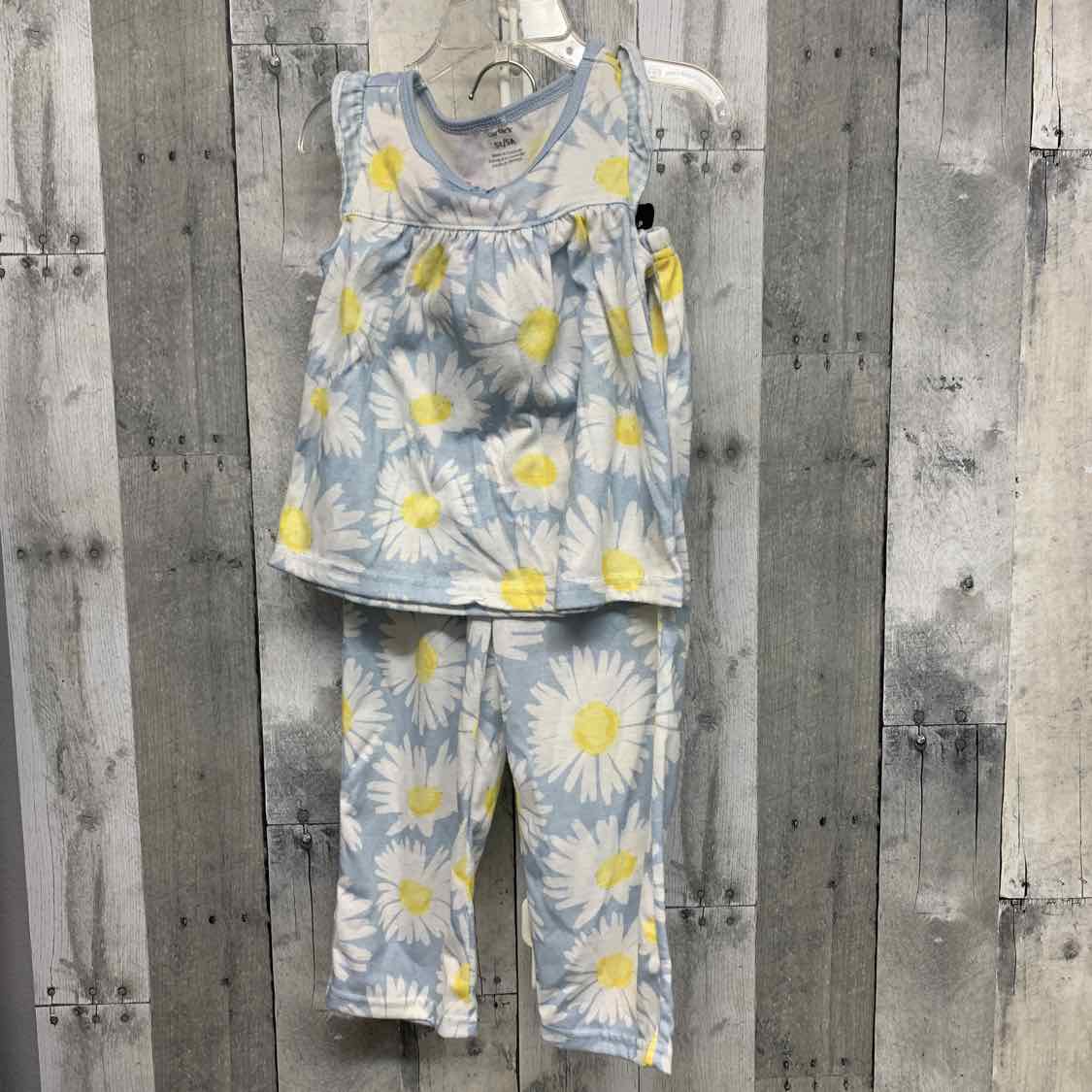 Size 5T Blue Floral Print Carter's 2pc PJs