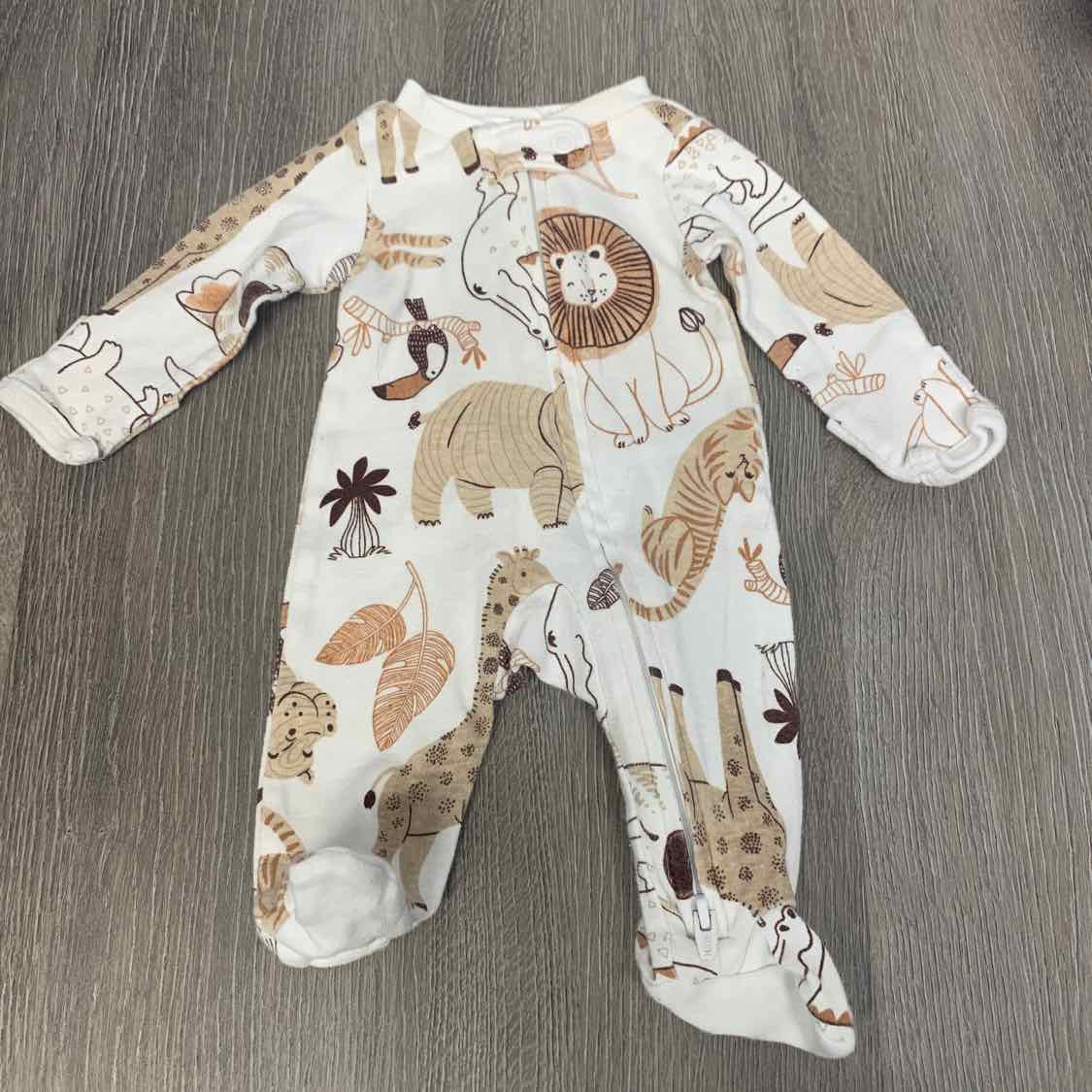 Size Preemie Tan/White Carter's Footy PJs