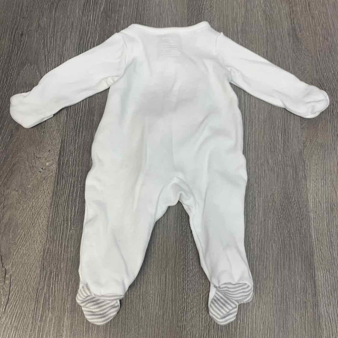 Size Preemie White/Gray Simple Joys Footy PJs