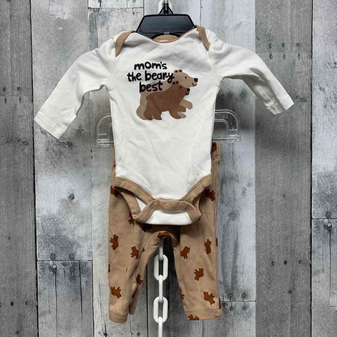 Size Newborn White/Tan Okie Dokie Shirt/Pants