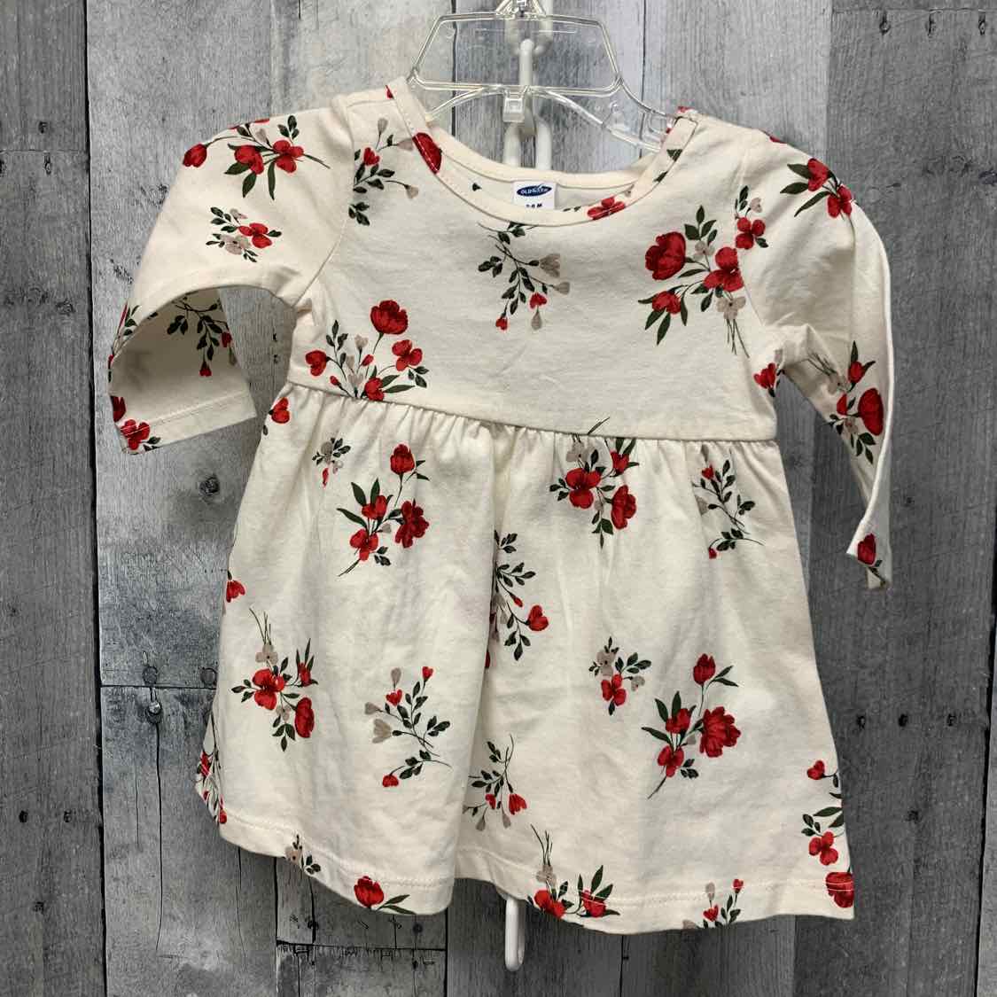 Size 3-6 Months White/Red Old Navy LS Dress