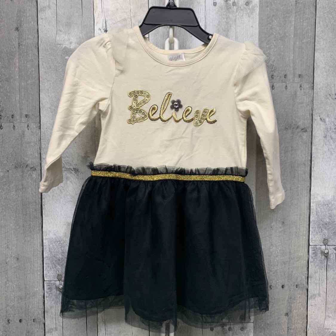 Size 18 Months White/Black B Brand LS Dress