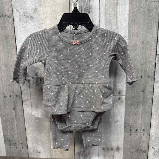 Size 3 Months Gray/Pink Carter's Shirt/Leggings - OodlesCB