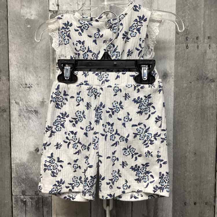 Size 0-3 Months Blue Floral Print Little Lass Shirt/Shorts - OodlesCB