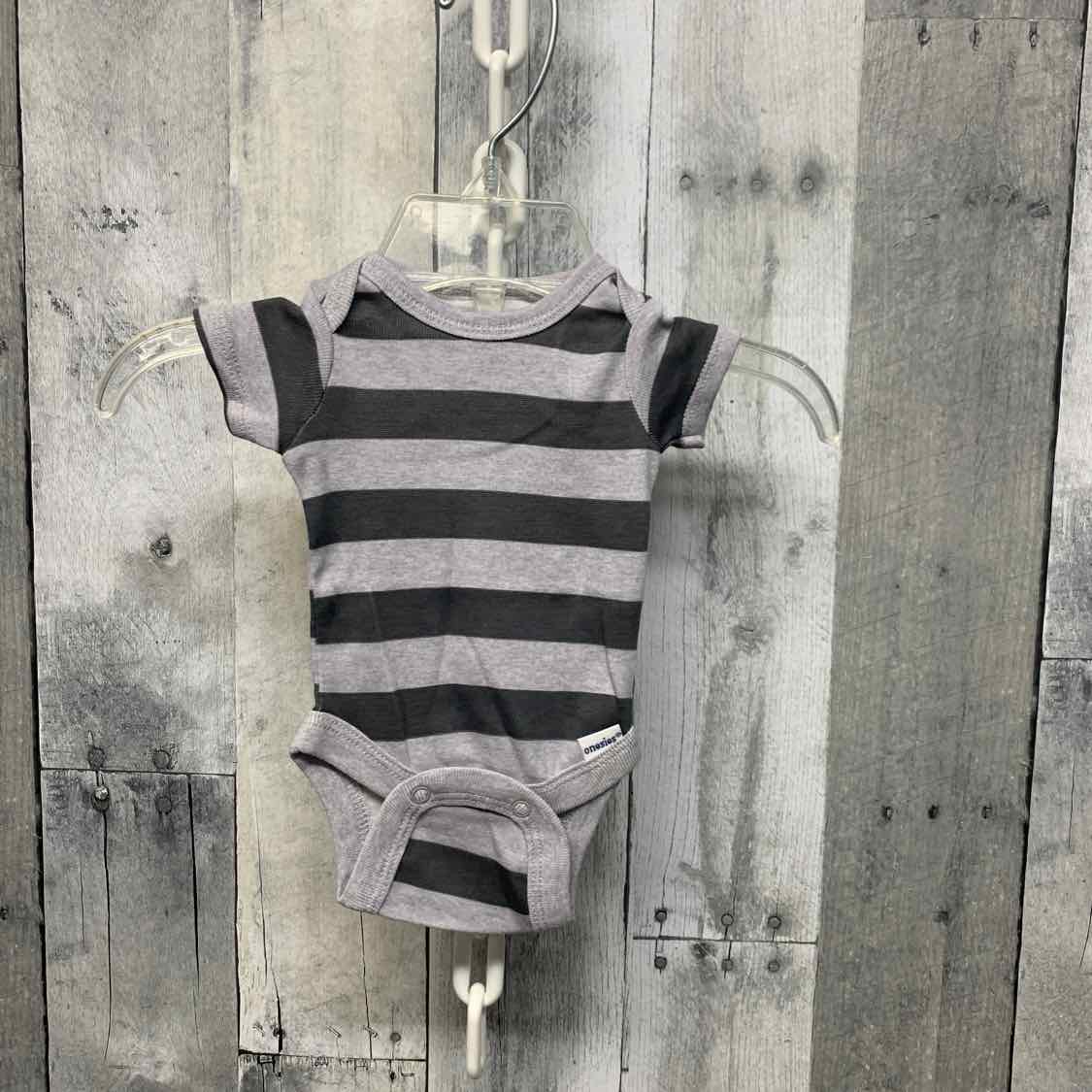 Size Preemie Gray Striped Gerber Bodysuit