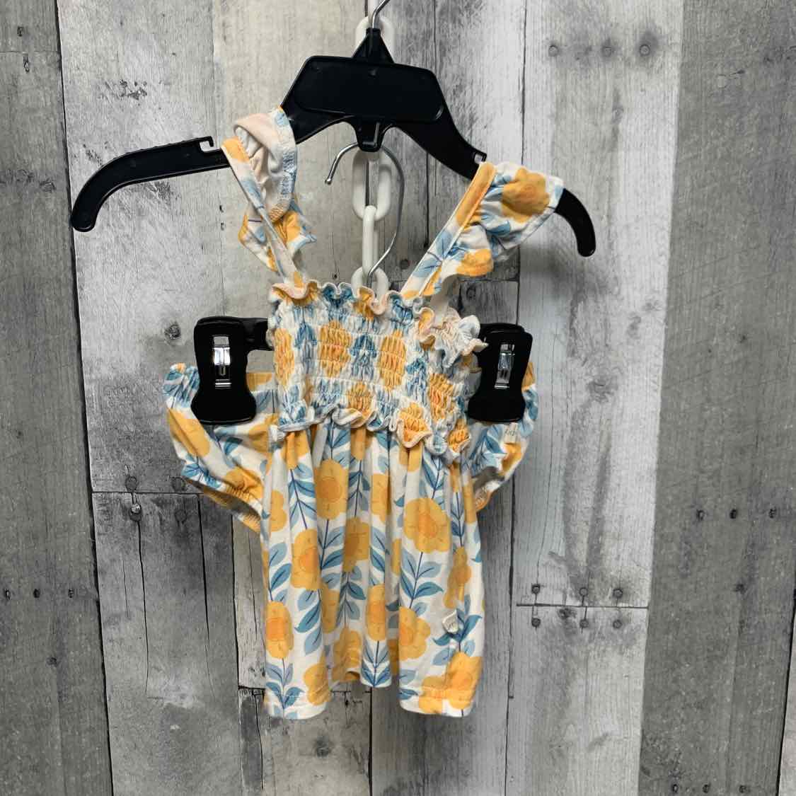 Size 6-9 Months Orange/Blue Bamboo 2pc Dress