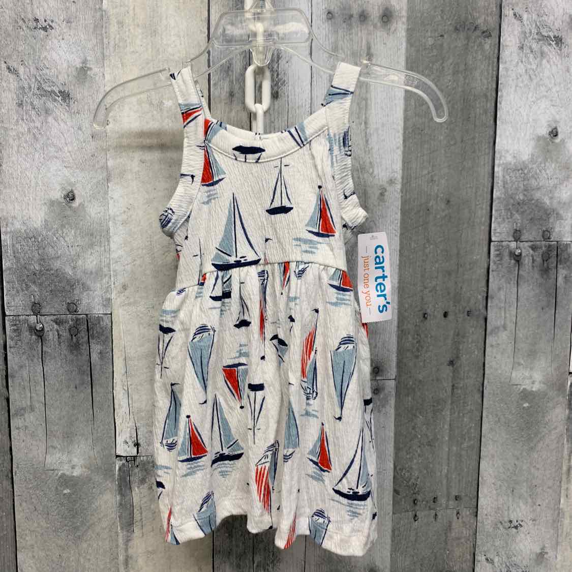 Size 9 Months White/Blue Carter's Dress - OodlesCB