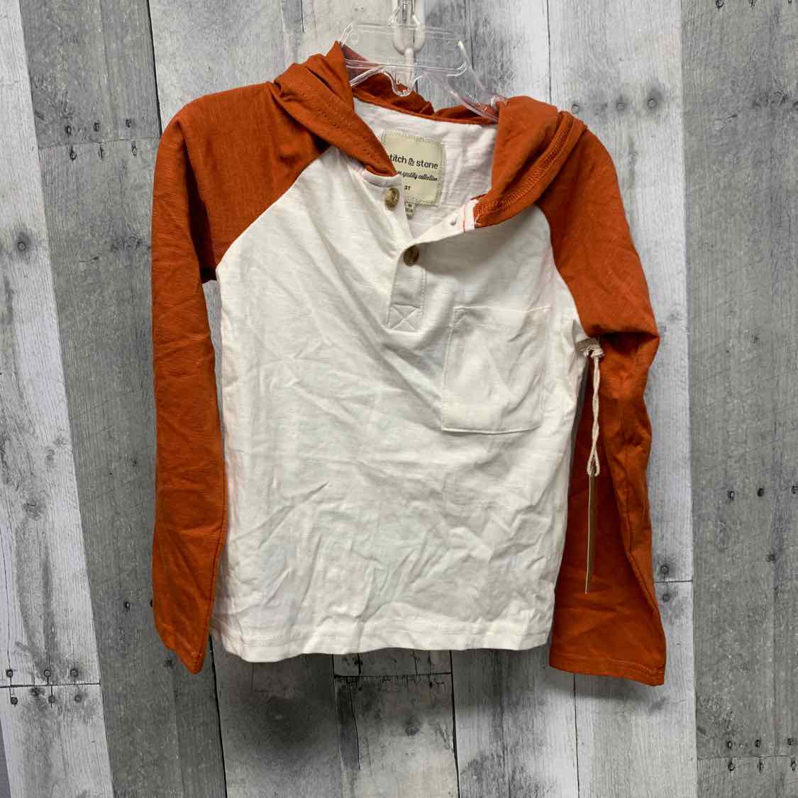 Size 3T Orange/White B Brand Long Sleeve Shirt