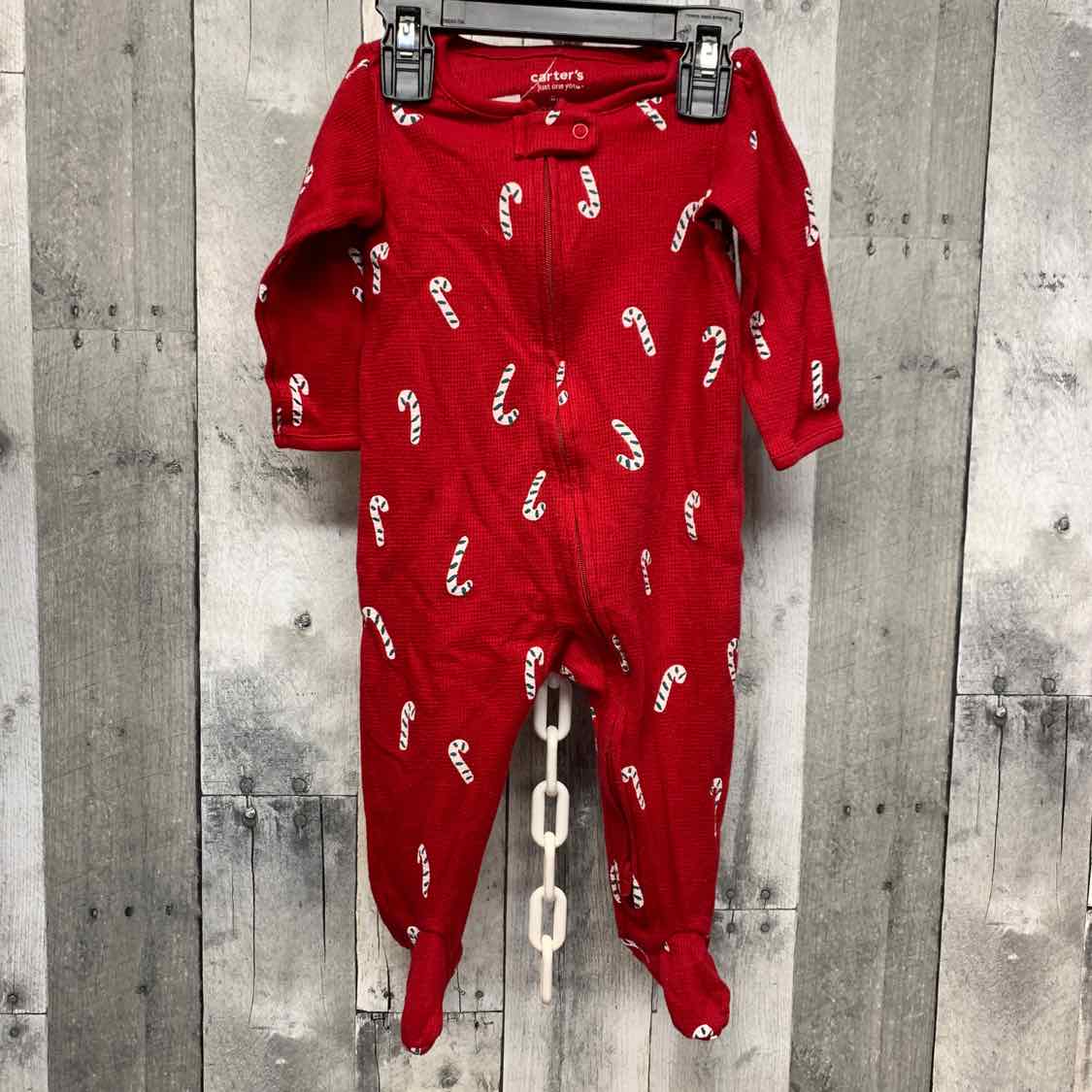 Size 9 Months Red Print Just One You Footy PJs