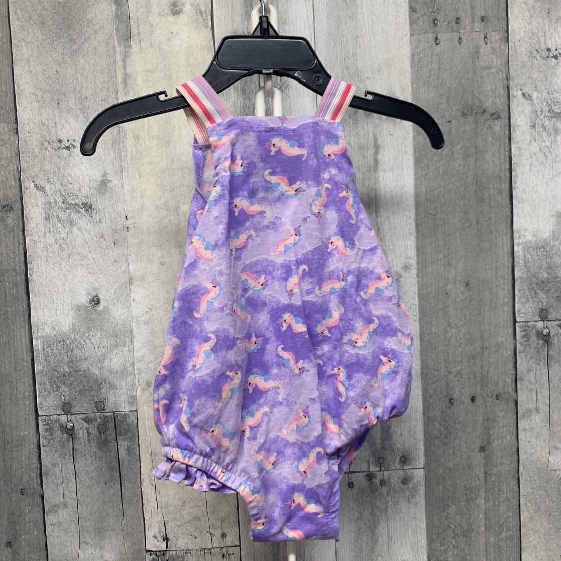 Size 6 Months Purple Print Hurley Romper