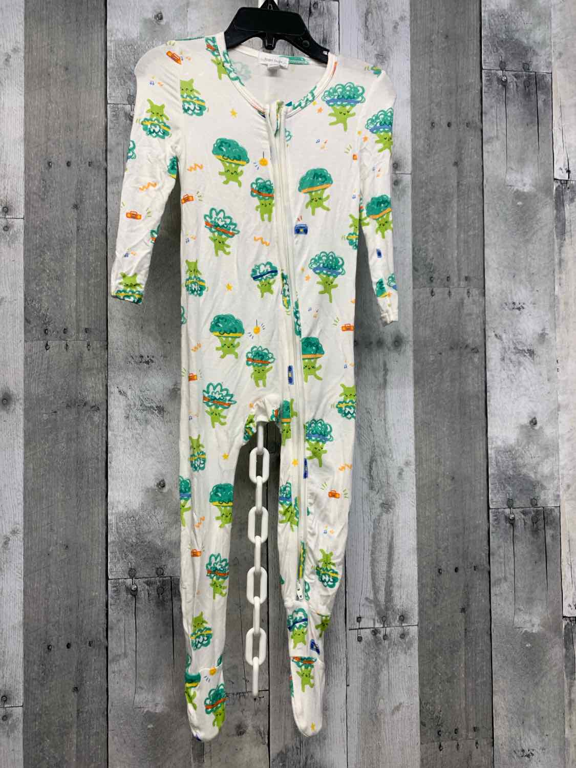 Size 12-18 Months White Print Bamboo Footy PJs