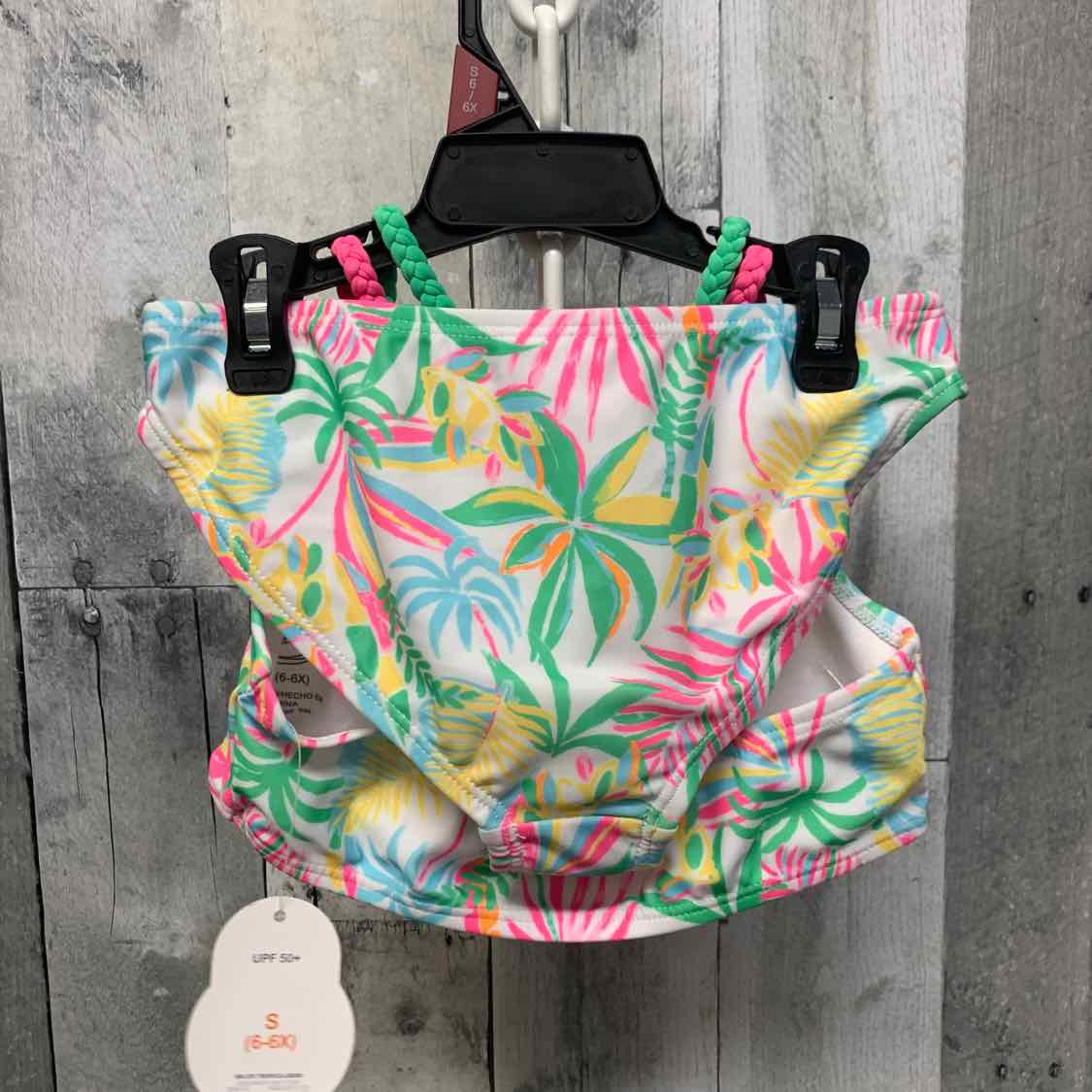 Size 6/6X White/Green Wonder Nation Swim Suit - 2pc+ - OodlesCB