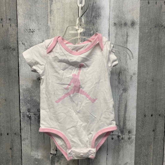 Size 0-6 Months White/Pink Sport Brand Bodysuit