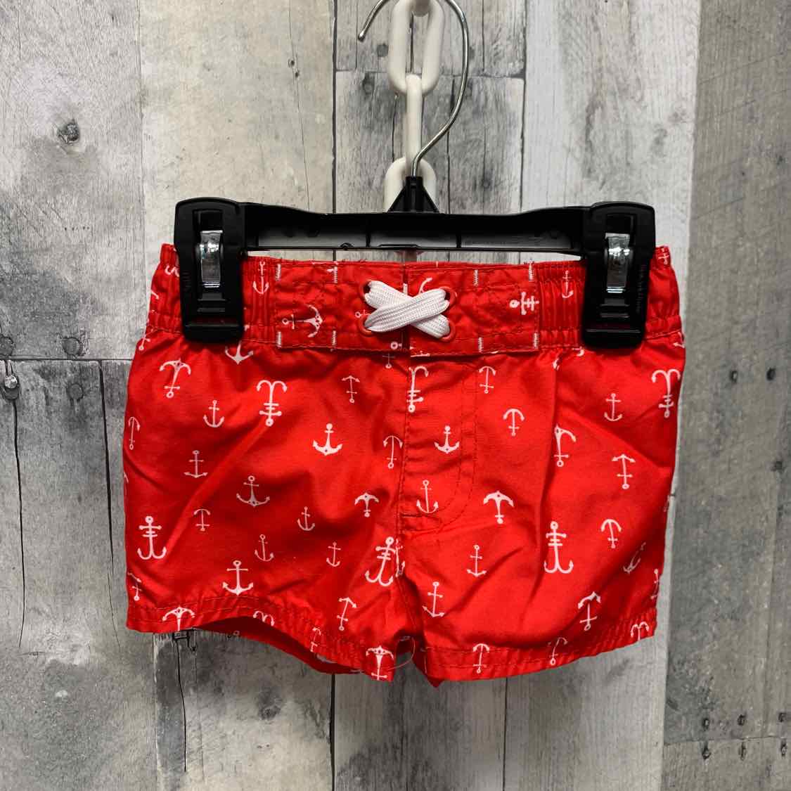 Size 6-9 Months Red Print Cat & Jack Swim Trunks