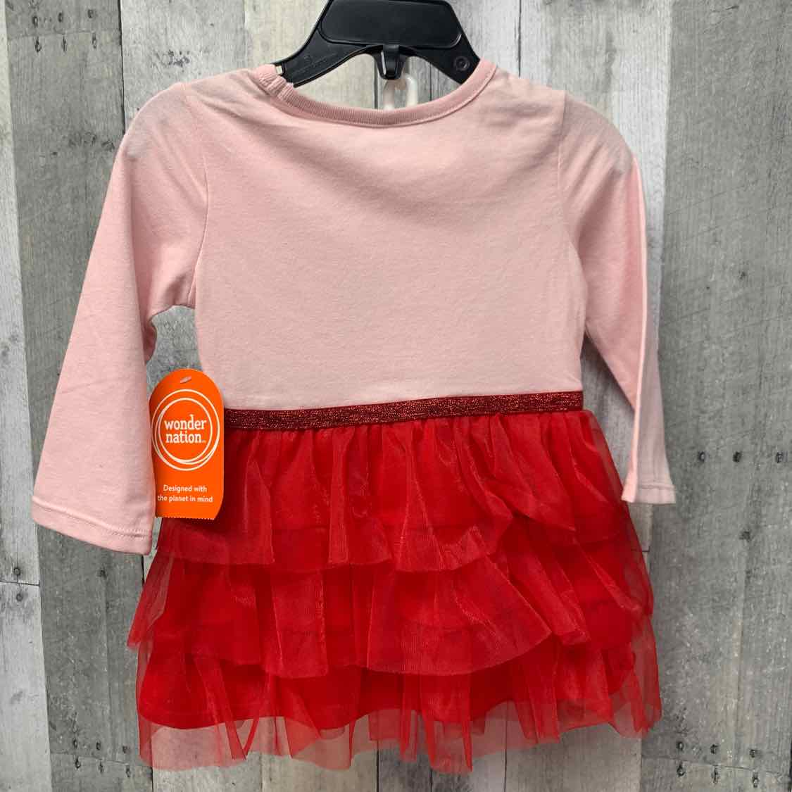 Size 12 Months Pink/Red Wonder Nation LS Dress