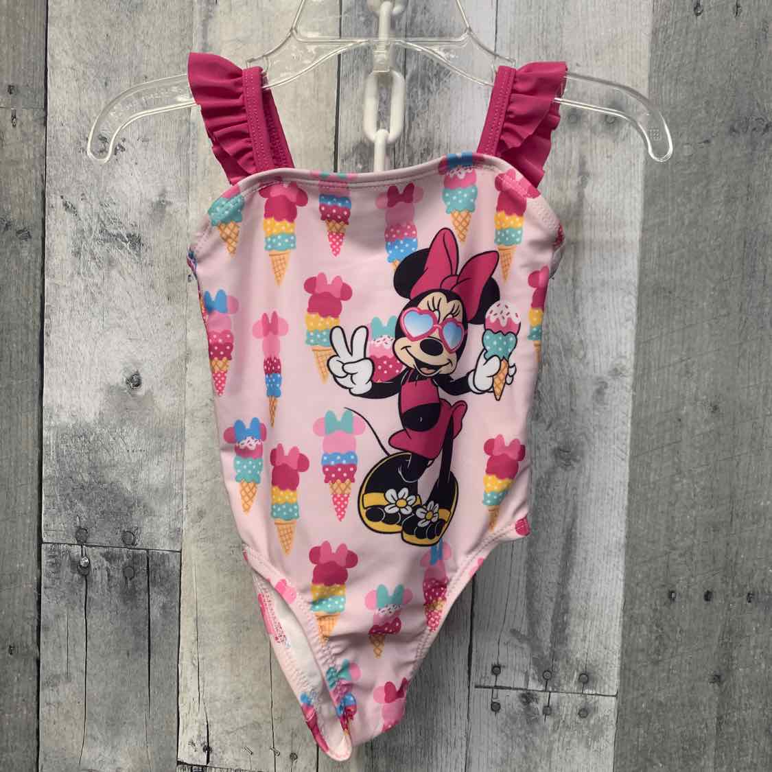Size 12 Months Pink Print Disney Swim Suit - 1pc