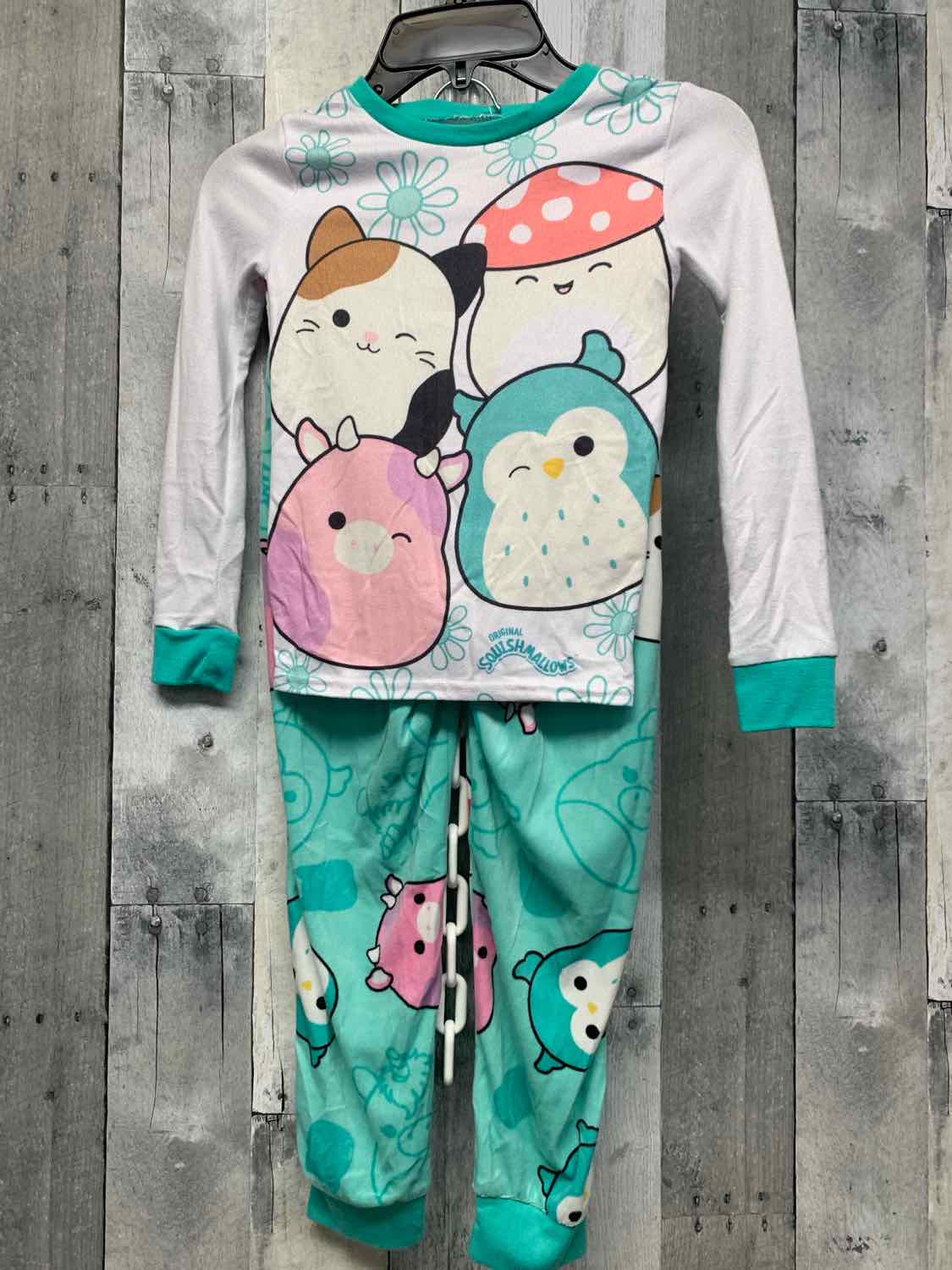 Size 6 White/Green B Brand 2pc PJs