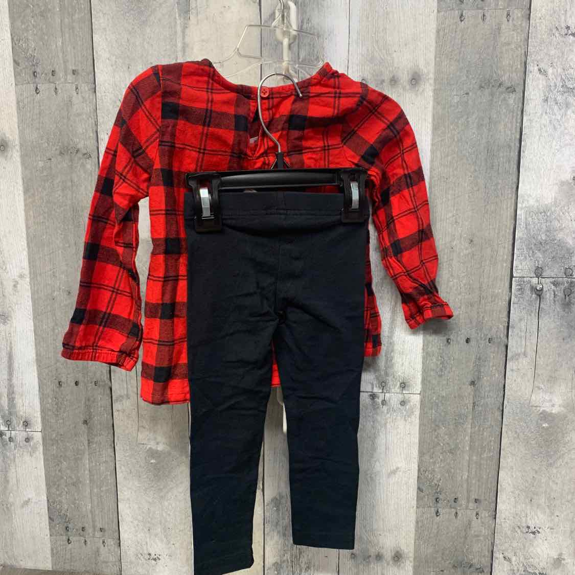 Size 2T Red Plaid Carter's Shirt/Leggings