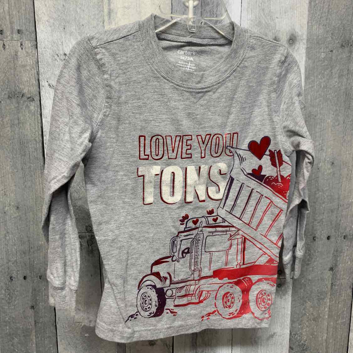 Size 3T Gray Graphic Carter's Long Sleeve Shirt