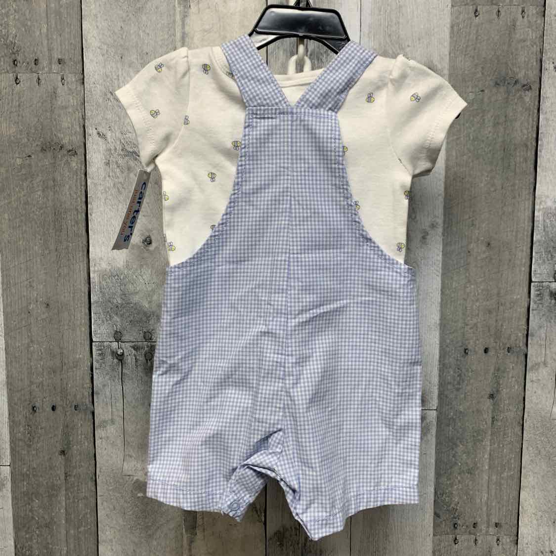Size 9 Months White/Blue Just One You Shirt/Shorts - OodlesCB